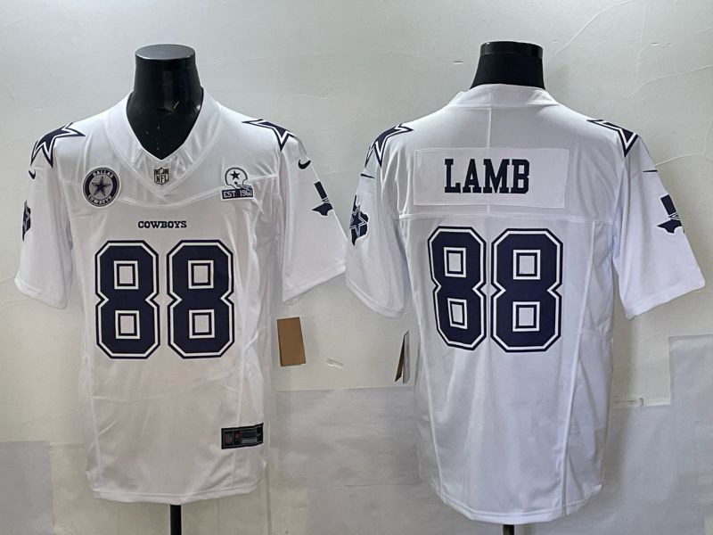 Men 2025 Dallas Cowboys 88 Lamb White 5th generation retro Nike Limited NFL Jersey 03